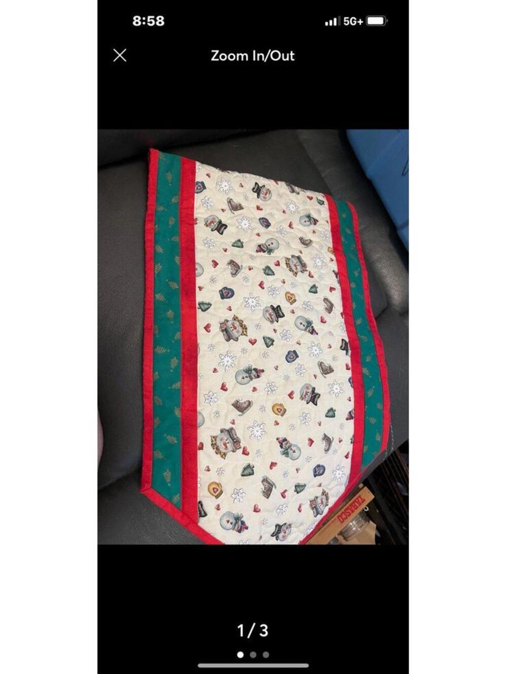 Christmas Table Runner 40x12” Vintage Snowmen Snow Double Sided